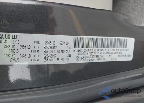 2019 Dodge Grand Caravan Sxt z USA, uszkodzony, nr VIN 2C4RDGCG5KR641960